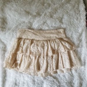 Cream Colored Short Lace Skirt